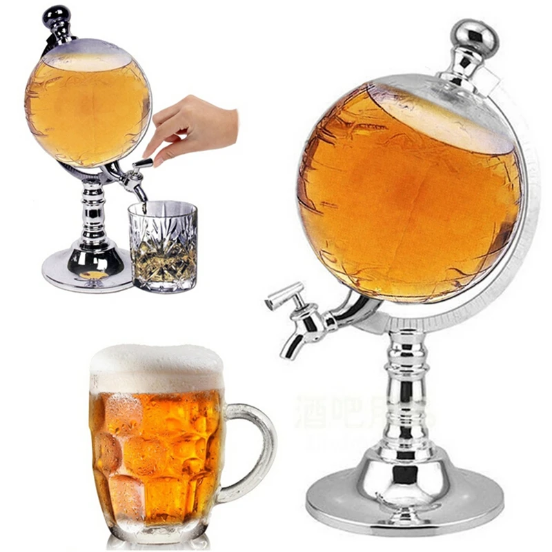 1PCS 1000cc Creative Globe Shaped Beverage Liquor Dispenser Drink Wine Beer Pump Single Canister Pump