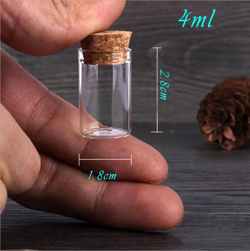

10pcs/lot Cute Mini Glass Bottles With Corks 4ml Clear Jars Crystal Soil Containers DIY Small Wishing Bottle