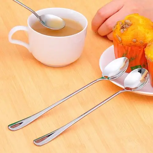 

1pc Long Handle Stainless Steel Kitchen Tea Coffee Spoon Cocktail Soup Spoons Cutlery for Ice Cream Dinner Tableware