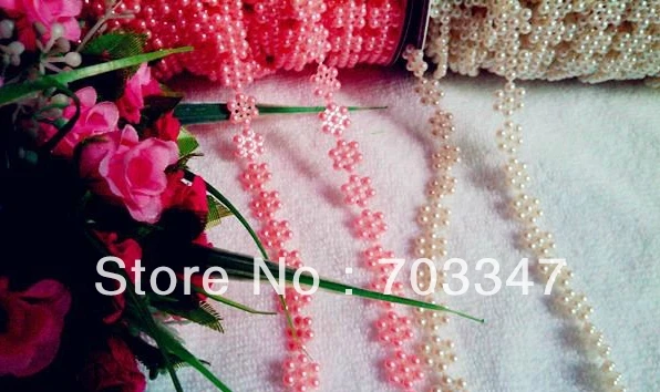 6 рулонов(25 м/roll) x 10 мм плоской задней цветок Бусы из жемчуга TRIM в Кот и розовый для свадебного наряда и т. д