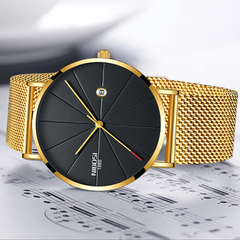 Cena NIBOSI proste męskie zegarki Top marka ekskluzywny zegarek kwarcowy zegarek mężczyźni slim, z siatką stalową wodoodporny zegarek sportowy Relogio Masculino Saat