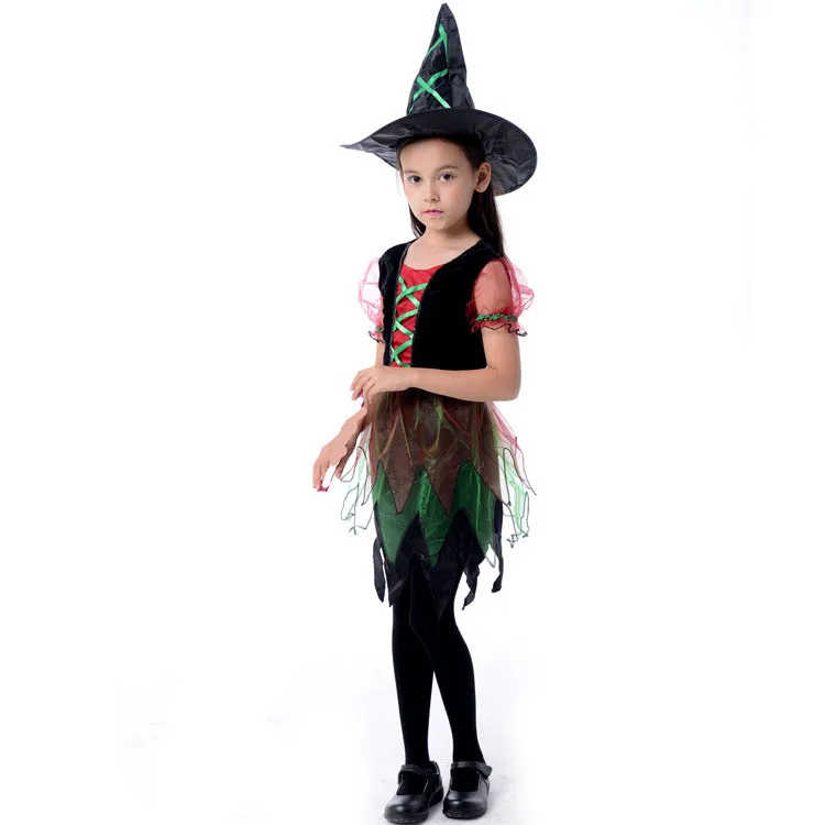 Girl/'s Feather Witch Dress Up Kids Costume Cosplay Halloween Party Outfit