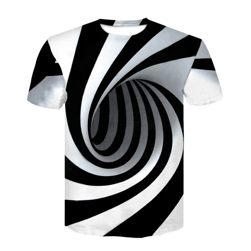 

Devin Du Black And White Vertigo Hypnotic Printing T Shirt Unisxe Funny Short Sleeved Tees Men/women Tops Men's 3D T-shirt