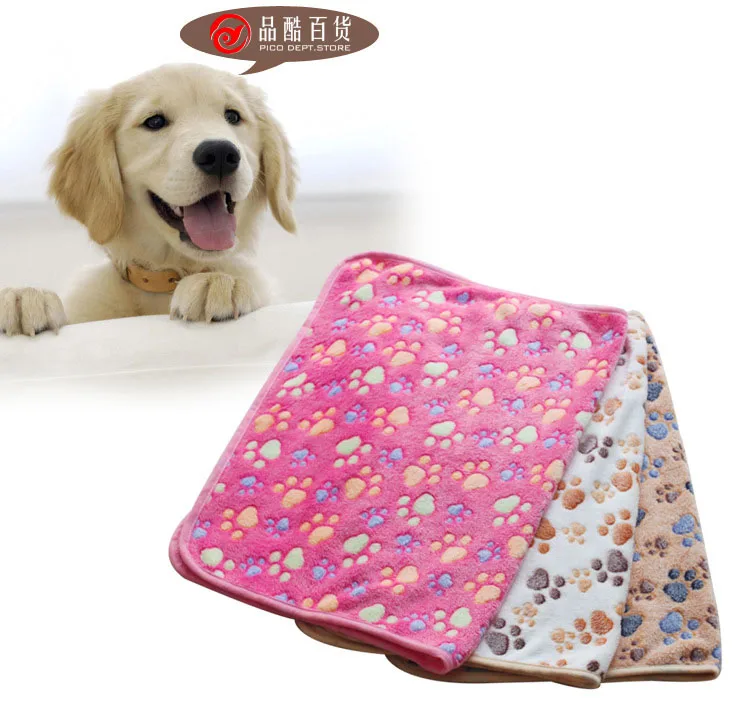 Новое поступление, 104x76 см, теплая кровать для собак, большой коврик для собак, мягкий флис, с принтом лапы, одеяло для собак, щенков, подушка ZL124 - Цвет: pink