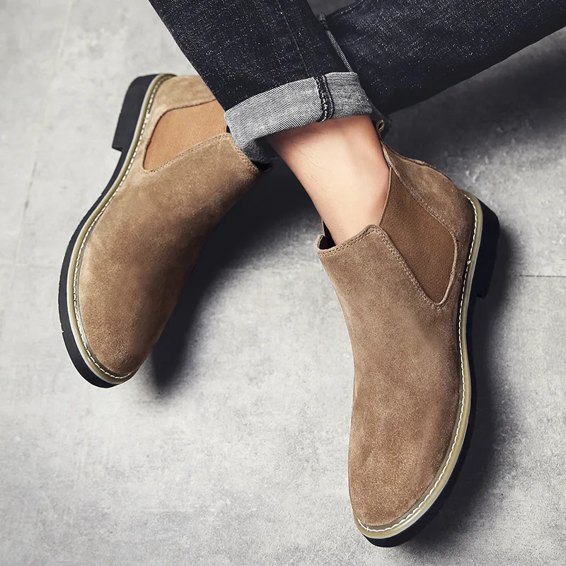 Da Para Deslizamento De Ons Fur Camurça gray brown Vaca Casual Tornozelo Sapatos Moda preto Homens Qualidade marrom Chelsea Yd ever Motocicleta Outono Fur With Homem Couro Botas Navy Fur black cinza Masculinos IpwPnqU6Tx