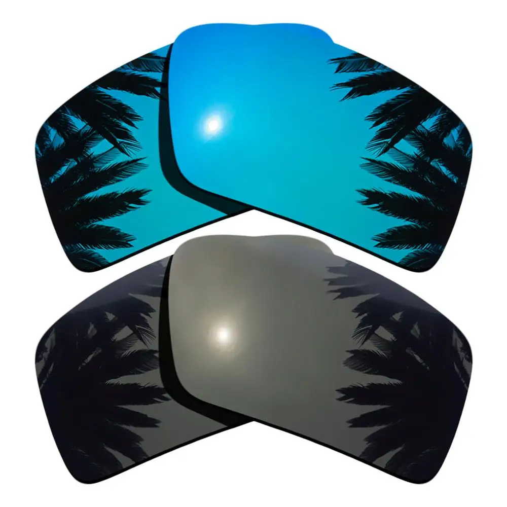 Поляризованные зеркальные линзы с зеркальным покрытием для замены-повязка на глаза в стиле Оукли 1 повязка на глаза 2 оправы разных цветов - Цвет линз: Ice Blue-Black