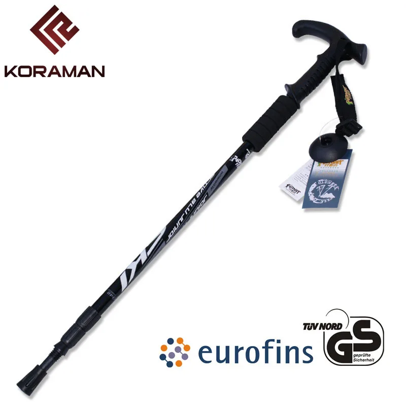 Beste NIEUWE Outdoor super licht sticks telescopische opvouwbare aluminium afdrukken klim mountain wandelstok T handvat crutch 65 135 cm