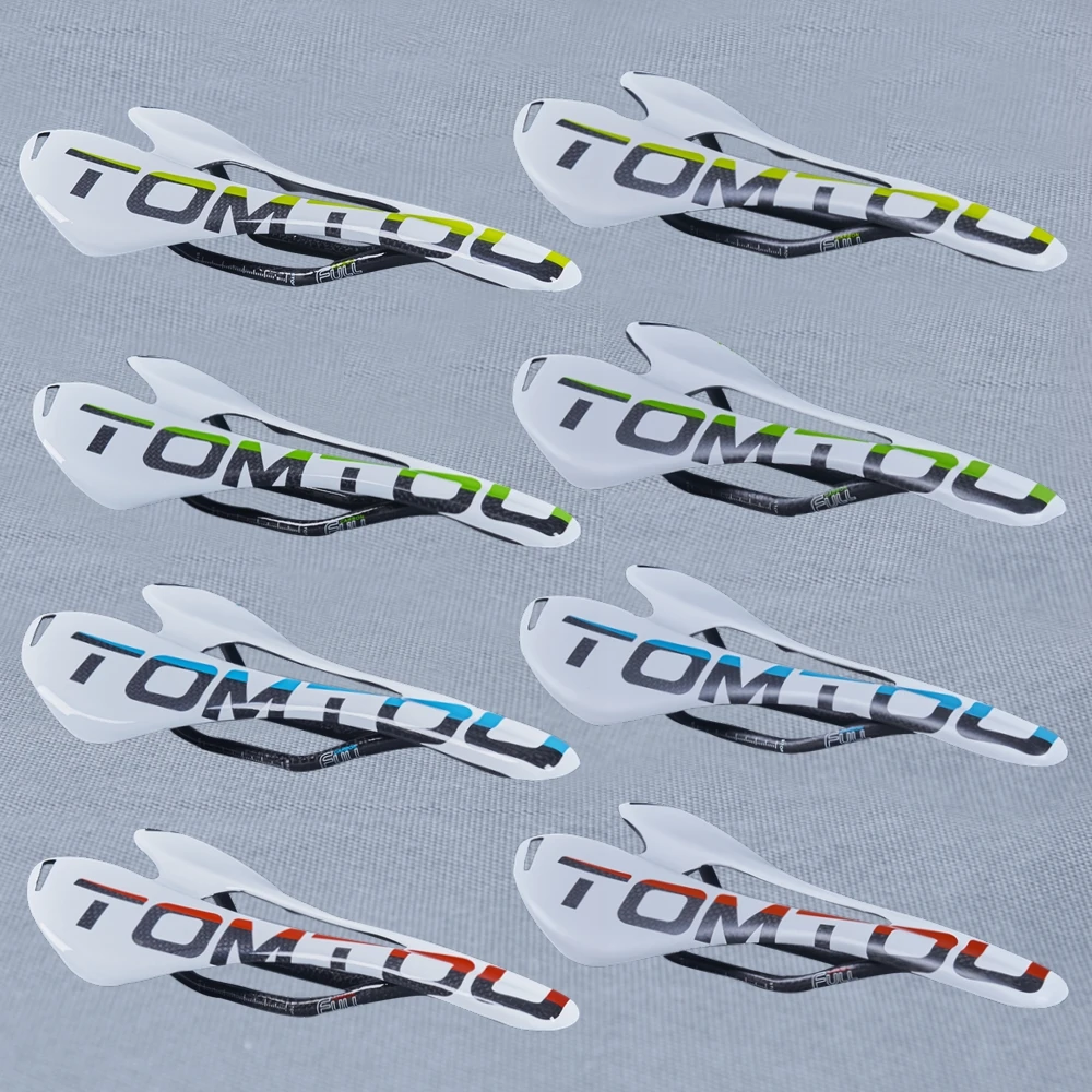 

TOMTOU Cycling Carbon Saddle Mountain Bicycle Saddle Road Bike Seat Carbon 3K White Gloss Matt 270x143mm For Men