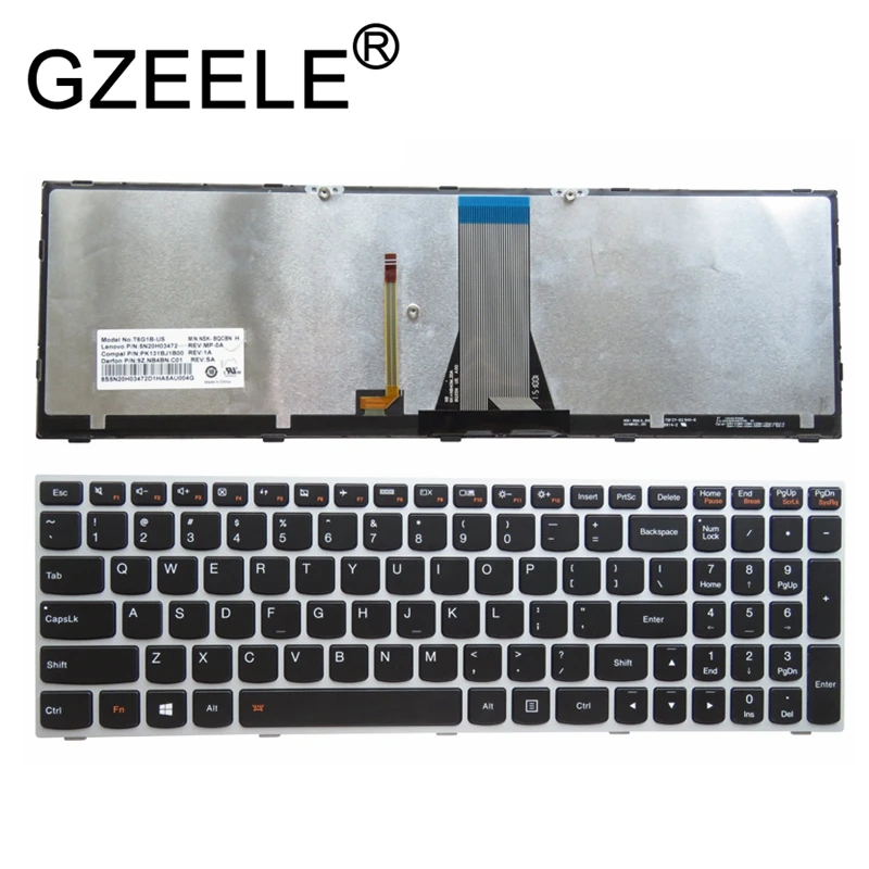 GZEELE нам английская клавиатура с подсветкой Серебряная клавиатура для lenovo G50 Z50 B50-50 B50-30 G50-70A G50-70H G50-30 G50-45 G50-70 G50-70m Z70-80