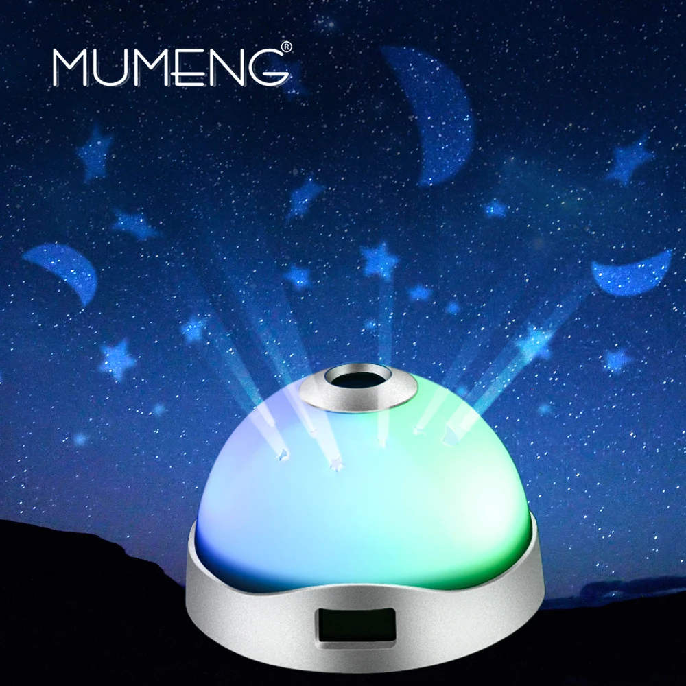 Mumeng RGB Ночной светильник, проекционная лампа звездного неба, светодиодный Детский Светильник, отображение времени, 10 s, детская спальня, настольная лампа, требуется батарея AAA