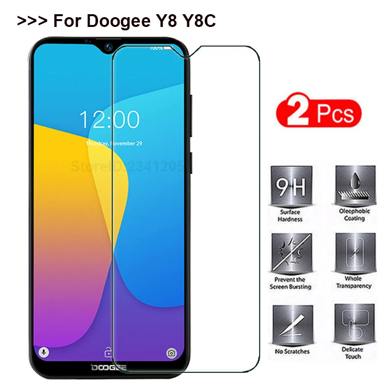 

2PCS Doogee Y8C Tempered glass Doogee Y8 Screen protector phone flim protection Glass case cover for Doogee Y8 Y8 C smartphone