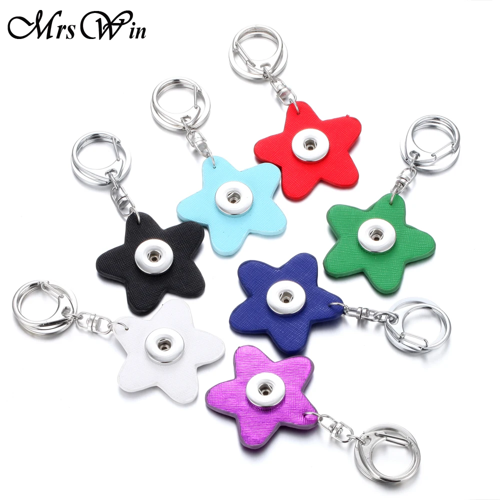 

Mrs Win Snap Jewelry Starfish Snap Button Key Chain for keyring 18mm Leather Snap Keychains
