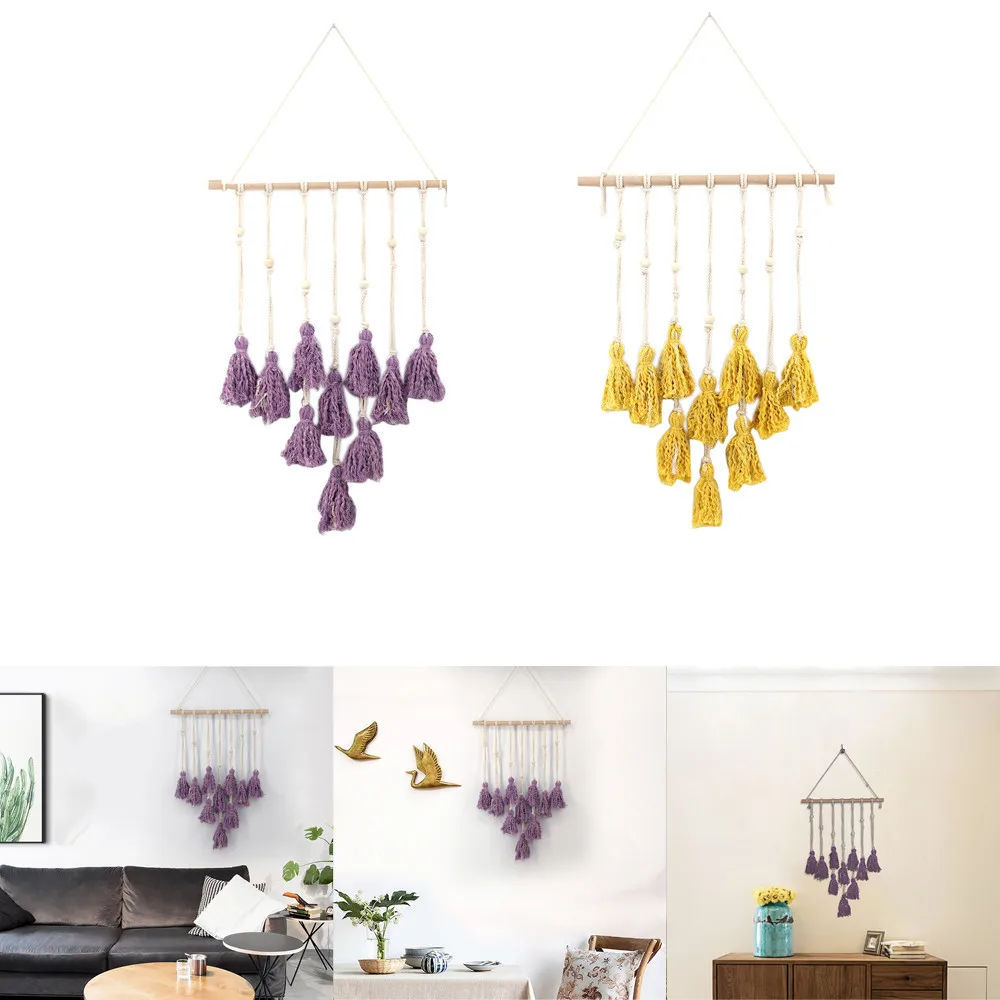 

Hot 92X45CM Handmade Macrame Cord Decorative Cord Rope Macrame Tapestry Boho Home Decor DIY Wall Hanging &s