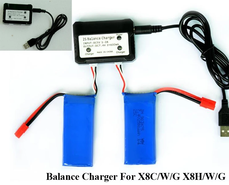 

2-in-1 2S Balance Battery Charger For Syma X8C X8W X8G X8HC X8HW X8HG Parts 3pin Fast Filling Lipo Battery USB Port Charging Hub