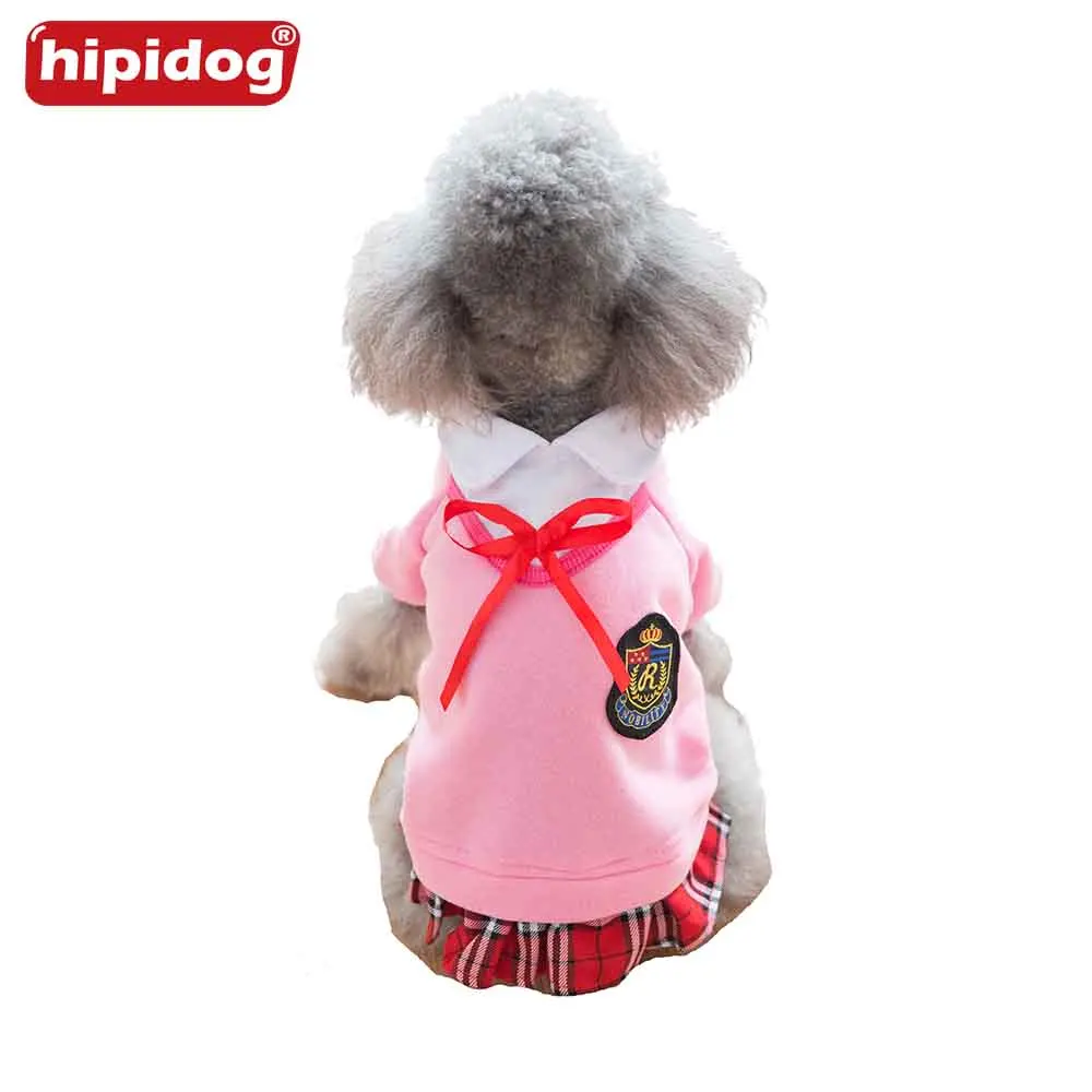 Hipidog Pet Dog Clothes Autumn Spring Preppy Style Small Dogs Clothes