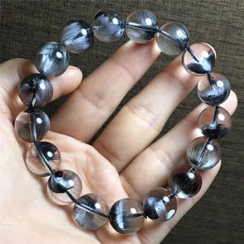 Natural Brookite Platinum Silver Rutilated Quartz Bracelet  (6)
