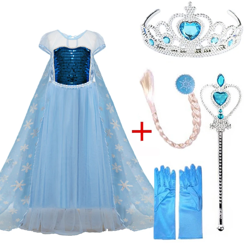 Snow Queen Elsa Dresses Frozen Princess Anna Elsa Dress for Girls Elza Cosplay Costumes Kids Girls Clothing Elsa Party Set
