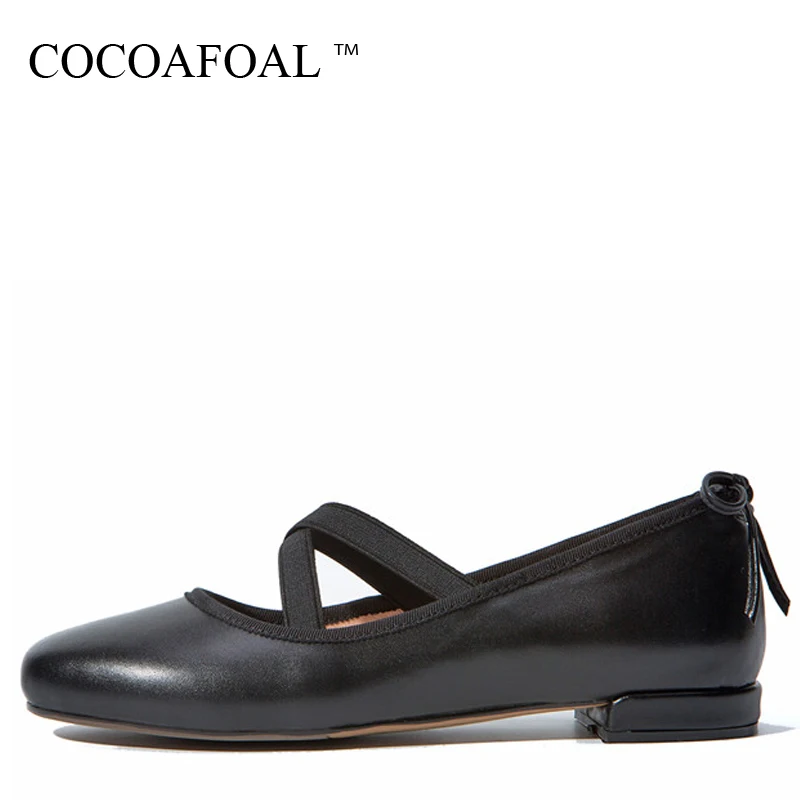 

COCOAFOAL Woman Genuine Leather Ballet Flats Spring Autumn Black Apricot Butterfly Plataforma Shoes Fashion Red Ballet Flats