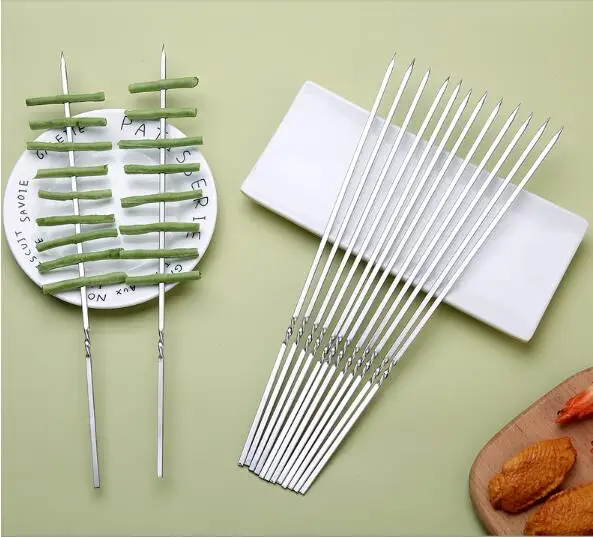 

BBQ 304 Stainless Steel Flat Skewer Barbecue Stainless Steel Flat Meat Skewer