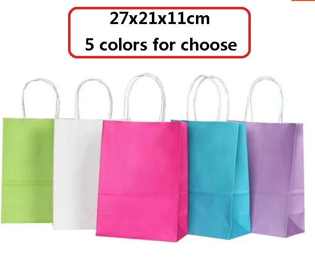 

10PCS/Lot kraft gift paper bag with handle 27X21X11cm Medium DIY Multifunction wedding party bag Fashionable shoes paper bags