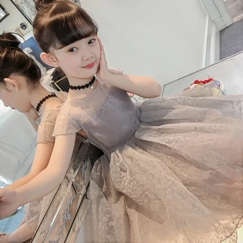 

ball gown princess kids girls dresses gray 2018 kids summer costume
