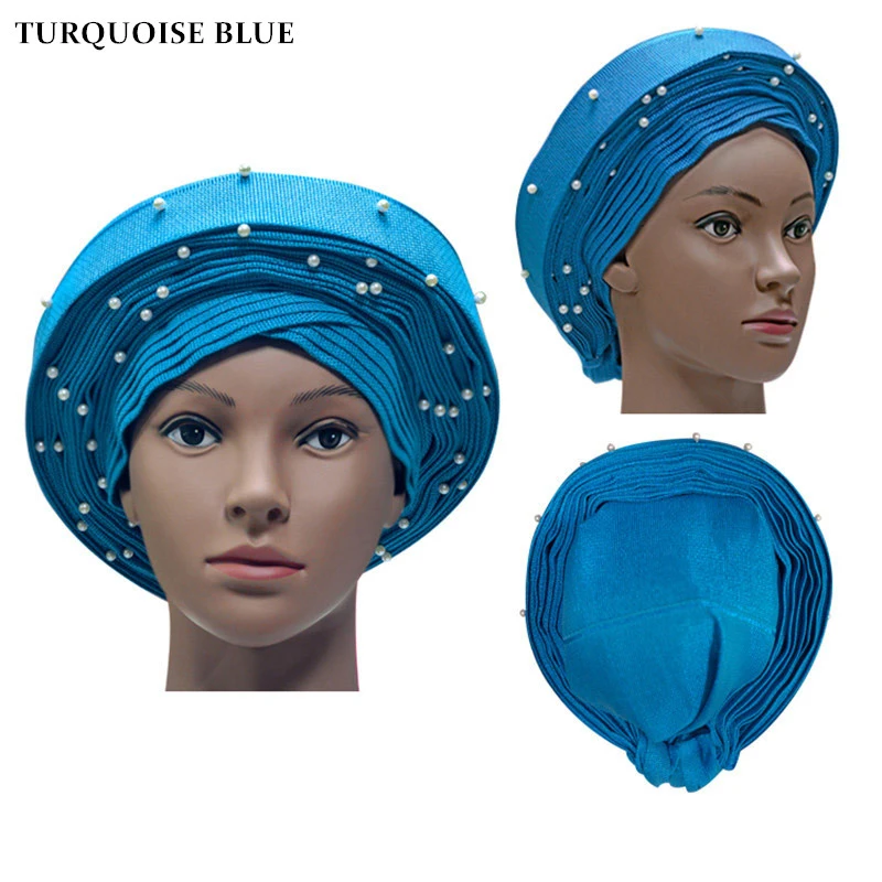 Авто геле нигерийский повязка на голову в африканском стиле ASO OKE с бисером 1