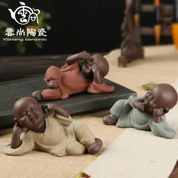 

Yunshang Purple Little Monks Tea Pet Boutique Tea Pet Tea Accessories Exquisite Handmade Ornaments S