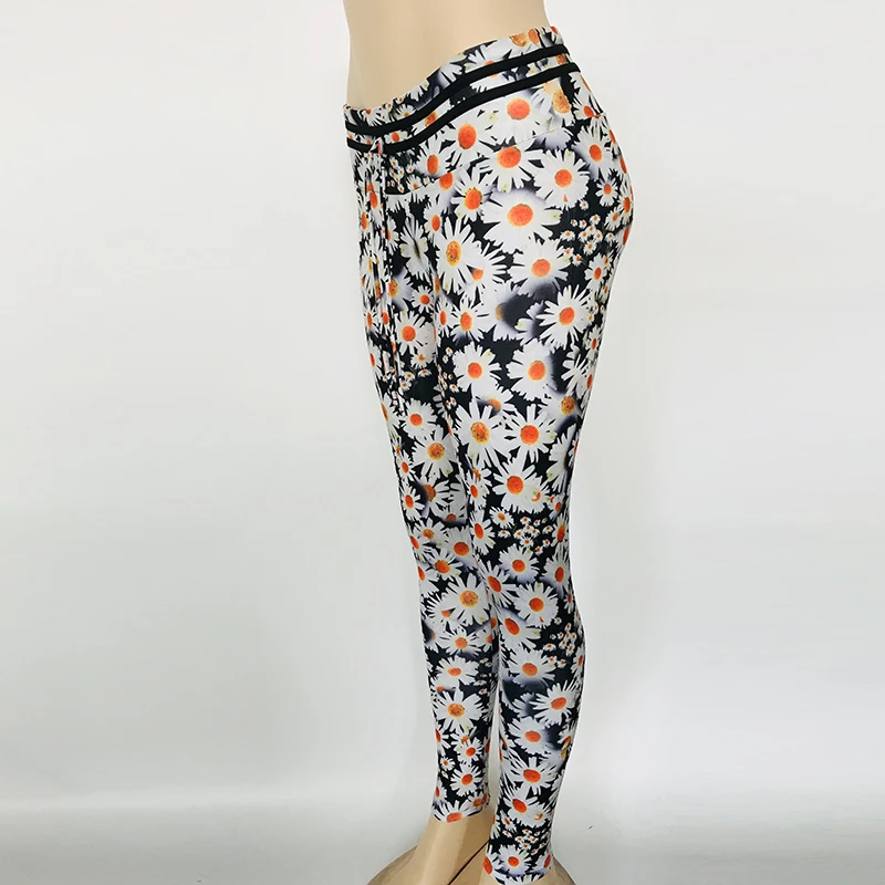 Plus Size Legins Sexy Legging Slim High Waist Yoga Pants Flower Print Leggings Quick-drying Leggins For Women Sport Legging