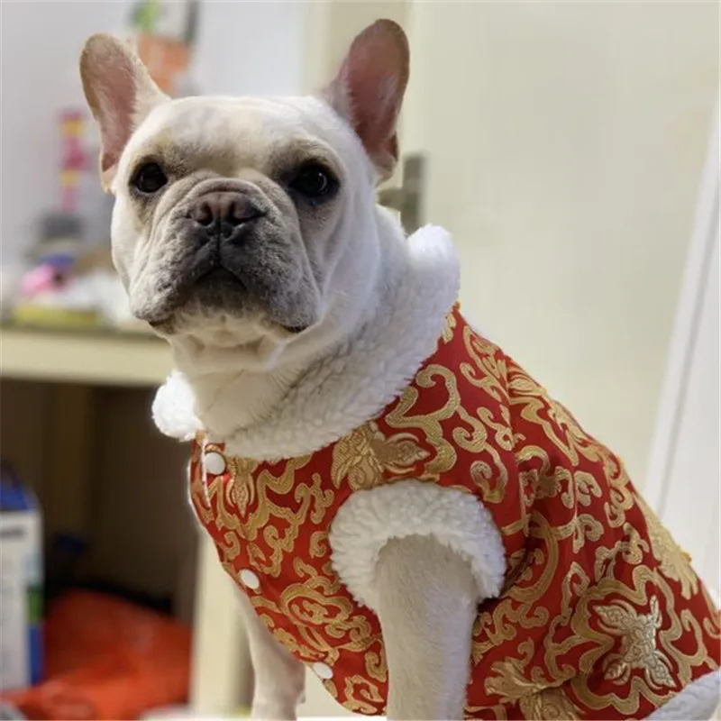 

Chinese New Year Dog Clothing Pug French Bulldog Clothes Coat Jacket Poodle Schnauzer Dog Costume Tang Suit Pet Clothes