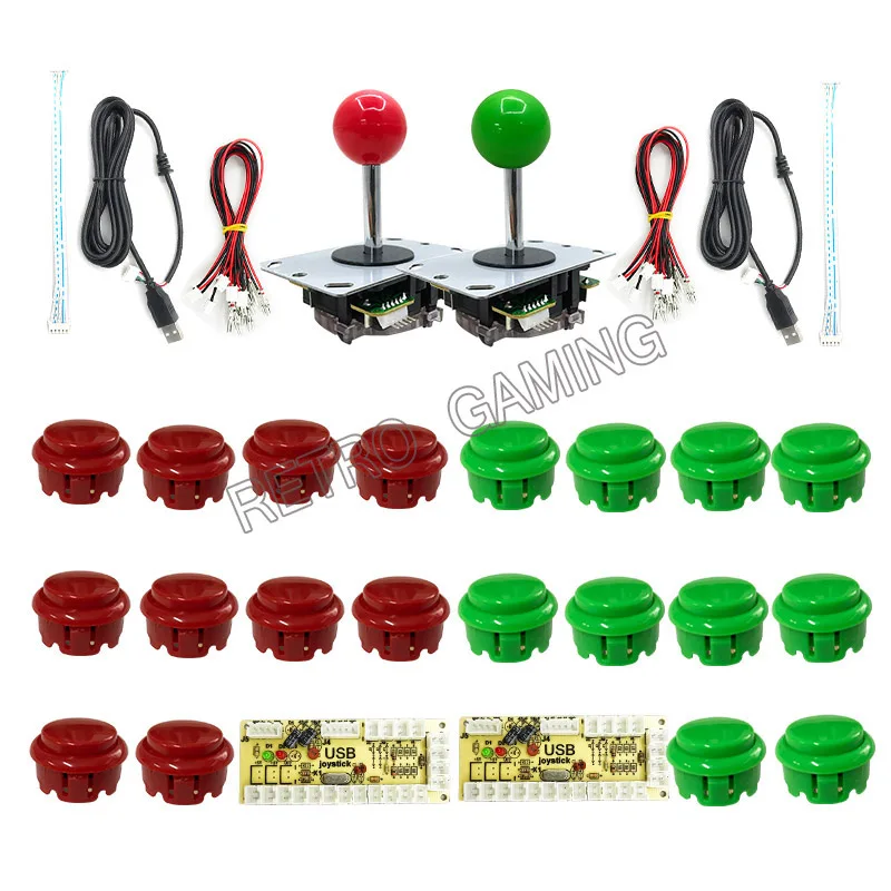 2 игрока Zeros задержка Джойстик Аркада + светодиодный USB энкодер 20 копия Sanwa Кнопки 28
