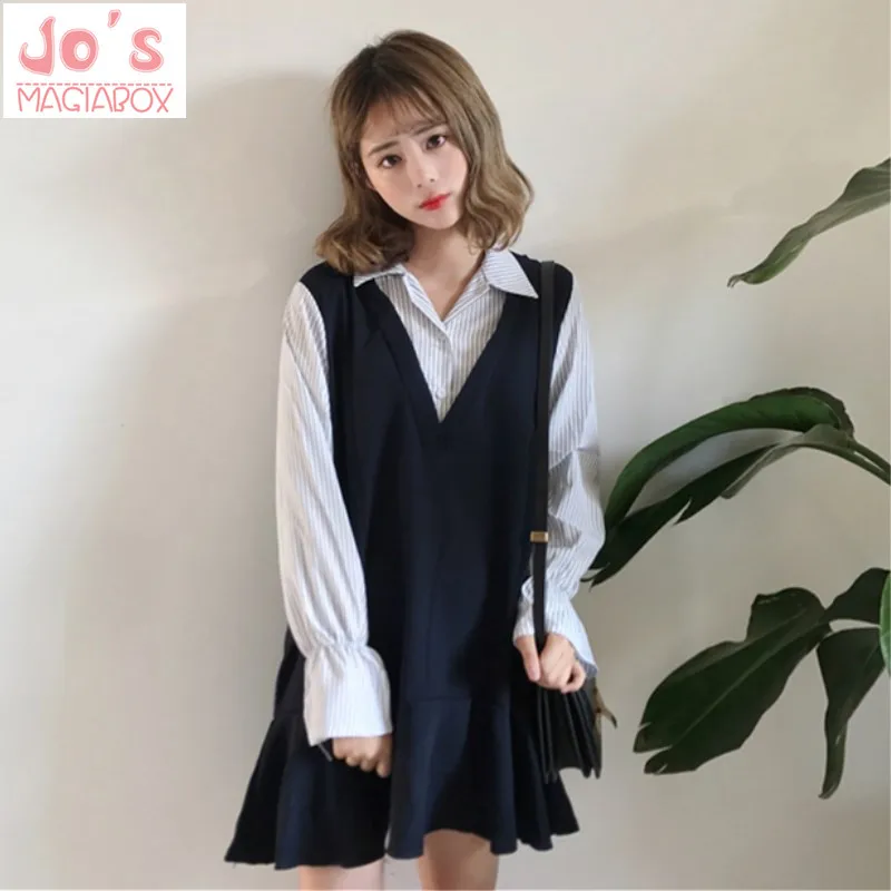 

Women Summer Dress Slim Ruffles Chic Office Ladies Kwaii Dress Flare Sleeve Shirt Collar Cute Clothes Plus Size Casual