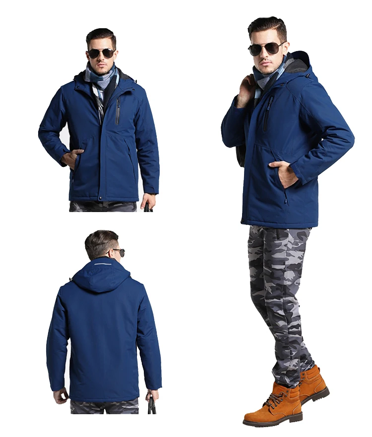 Мужская зимняя куртка с USB подогревом, Мужская водонепроницаемая Светоотражающая куртка с капюшоном, Мужская теплая парка, хлопковая ветровка, мужские куртки от дождя AM354