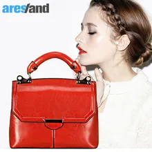 2017 Mujeres Rojas Bolso de Las Mujeres Bolsos de Cuero Genuino Cerosa Bolso Crossbody Del Bolso Soulder bolsa feminina Femenina de Lujo Diseñador