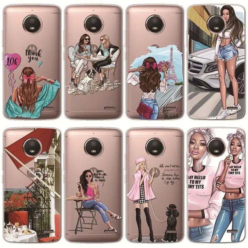 

Fashion Queen Classy Paris Girl Travel Silicone Case For Motorola Moto G7 Power One E5 E4 G5 G5S G4 Z Z2 Z3 Plus Play EU Go Case
