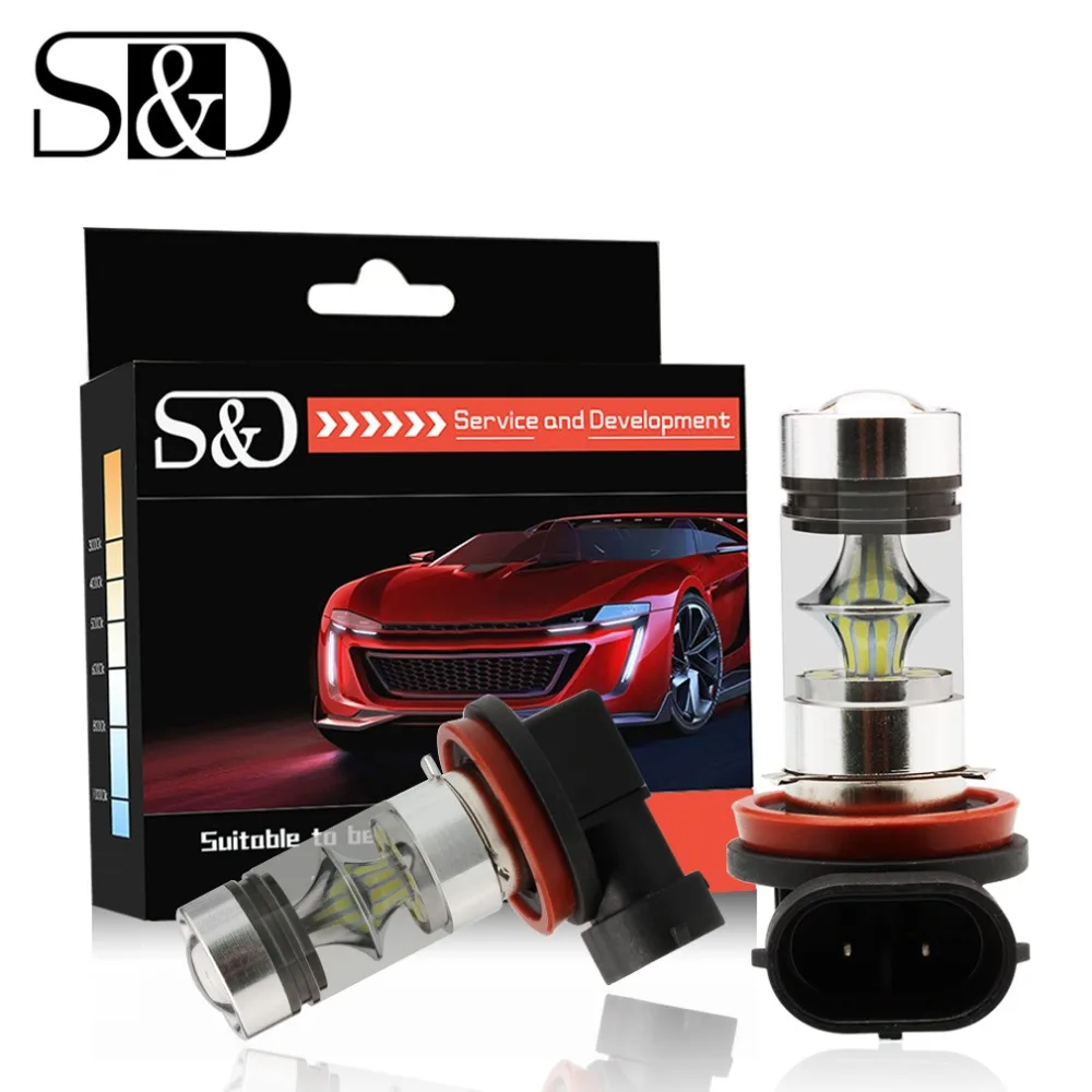 S&D H8 H11 Super Bright 1250LM LED Bulbs Car Fog Lights DRL Driving