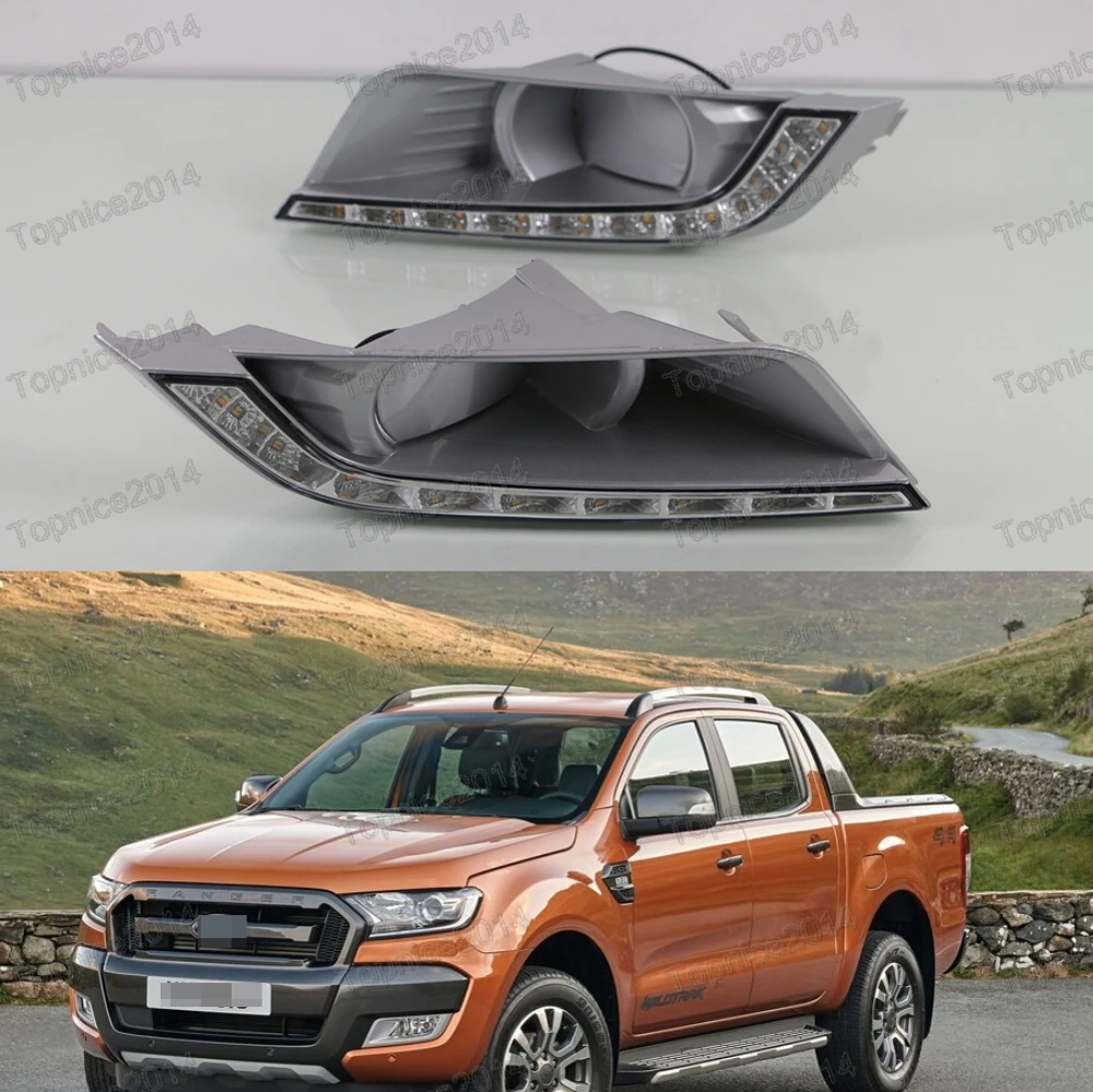 

1Pair Yellow Daytime Running Lights Turn Signal Light Fog Lights For Ford Ranger 2015-2016