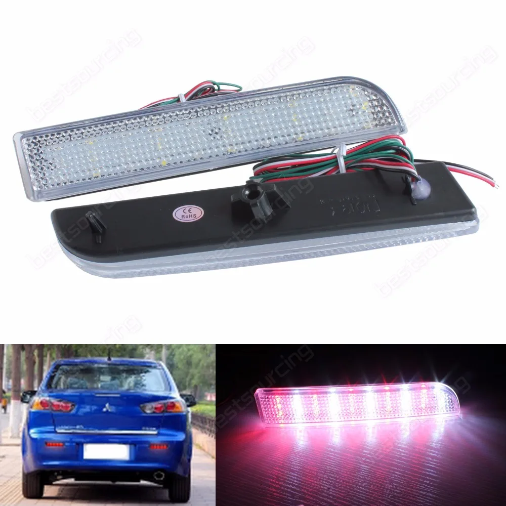 

ANGRONG 2x Clear Rear Bumper Reflector LED Brake Light For Mitsubishi Outlander Sport / RVR / ASX 2011-12(CA257)