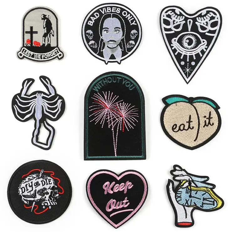 

New arrival 10 pcs Fashion badges Embroidered patches iron on Jeans coat tshirt bag shoe hat decor repair Motif emblem accessory