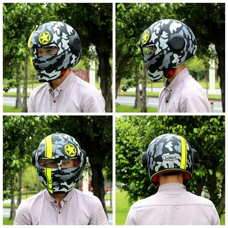 SOMAN Iron Man Motorcycle Helmet Flip up Motorbike Robot Style Helmet Motocross Casco Moto Cross Helm DOT Approval 515