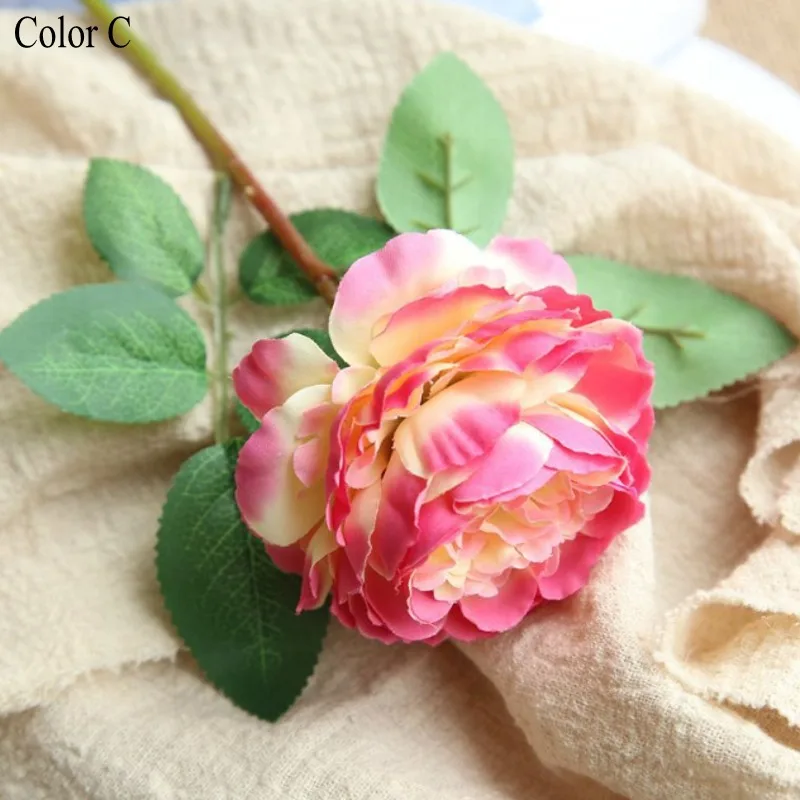 1 шт. Пион цветок Искусственные цветы Мода Европейский Пион Искусственный Свадебный букет невесты домашние вечерние украшения - Color: 3