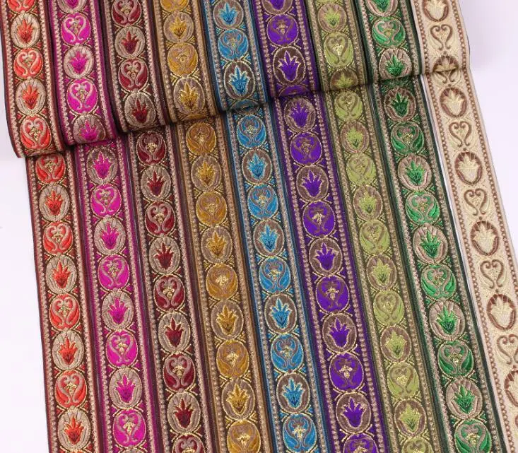 

Woven flower ribbon cord DIY belt 33mm wide 7M jacquard dog belt webbing DIY Ribbon cord Trim