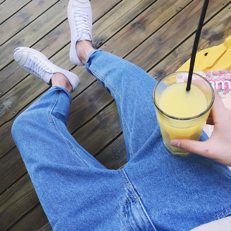 Fashion 2020 Summer Casual Students art blue color jeans men's Hip Hop feet harem pants Teenagers washing S-XXL | Мужская одежда
