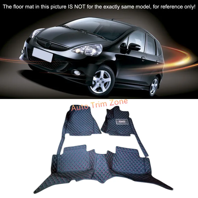 

Black Interior Leather Floor Mats & Carpets Foot Pads Protector For Honda Fit Jazz 2004-2008