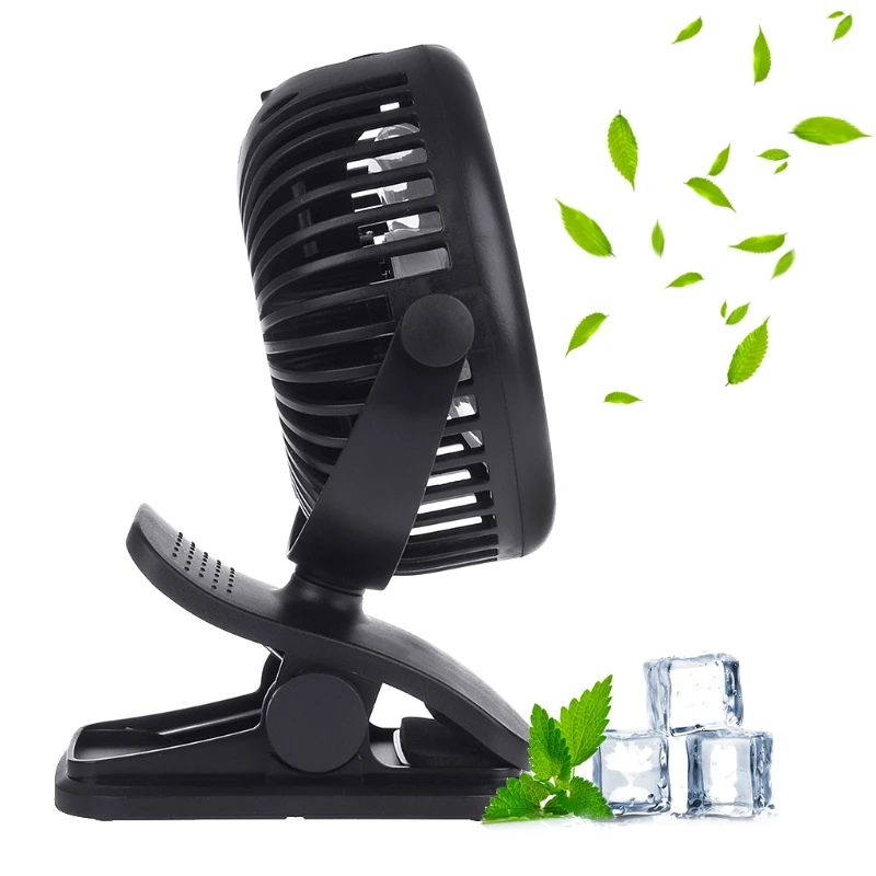

UK-360 Portable Travel Fan Rechargeable USB Clip On Mini Desk Pram-Cot Car Fan