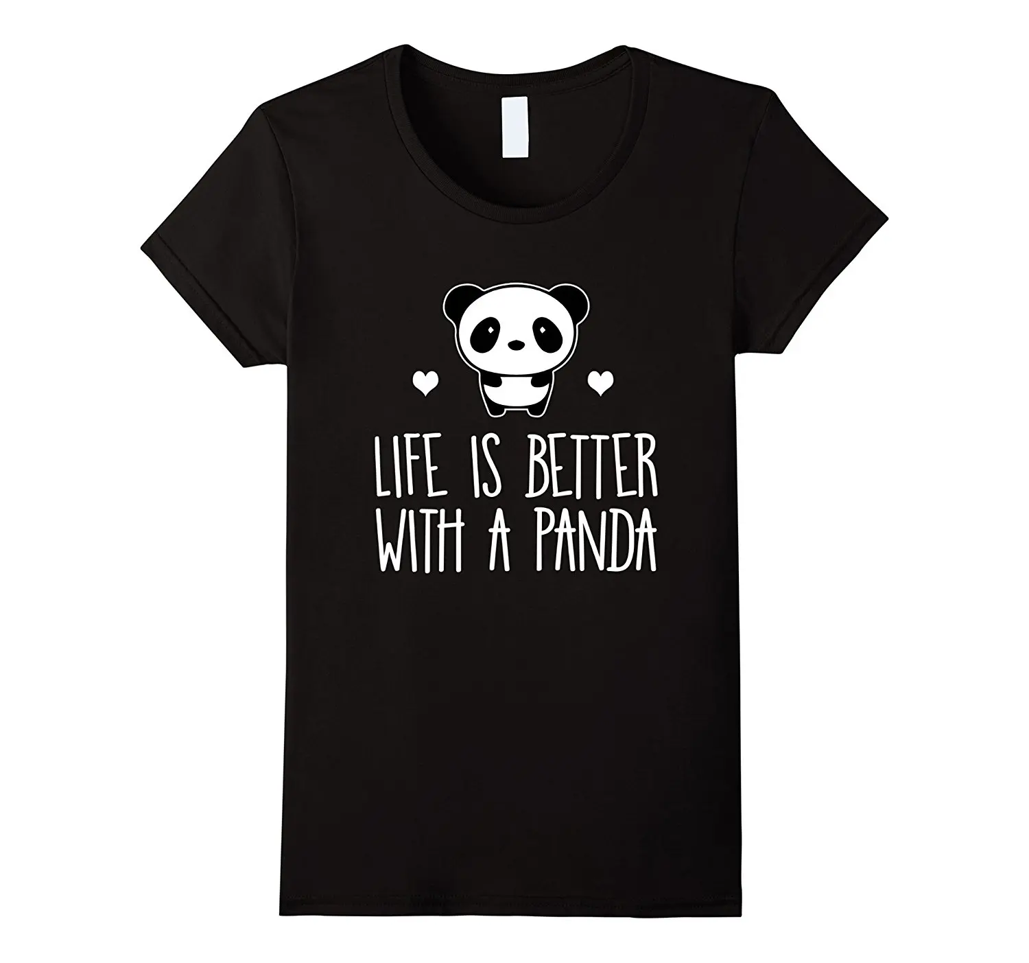 

Life Is Better with A Panda Animal Bear Hearts T-Shirt Print Female Fashion T Shirt Women Color Painted Printing O-Neck