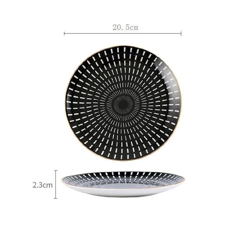 8 или 10 дюймов Высокое качество Геометрическая посуда керамическая обеденная тарелка блюдо фарфоровая десертная тарелка столовая посуда торт фрукты салат тарелка - Цвет: 2Pcs