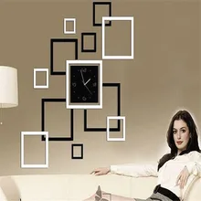 Фоторамка наклейка DIY зеркальные настенные часы декоративная пленка украшение дома покупка#30