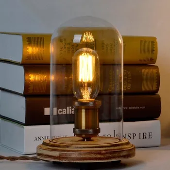 

Free shipping decorative office desk lamp bedroom lamp E27 Edison Vintage wooden table lamp christmas