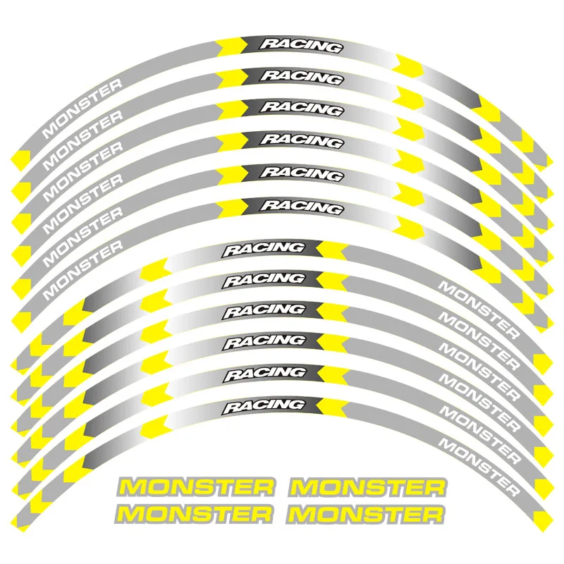 Высокое качество 12 шт. подходит колеса мотоцикла Стикеры полосой Светоотражающие Обода для поездок на мотоцикле DUCATI Монстр 1200SR 821 796 696 1000 900 S4R S - Цвет: 3