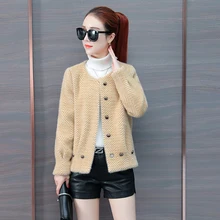 Осень и зима женская новая золотая Вельветовая куртка модный короткий кардиган пальто толстая теплая куртка LQ071